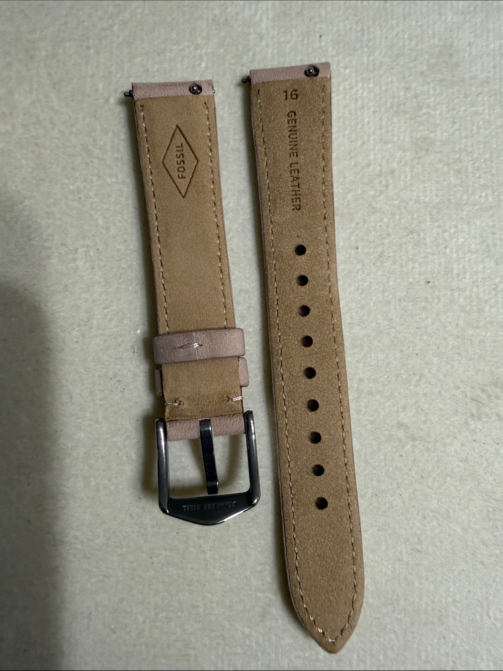 16mmFossil Blush Pink Leather Watch Strap - Picture 4 of 5